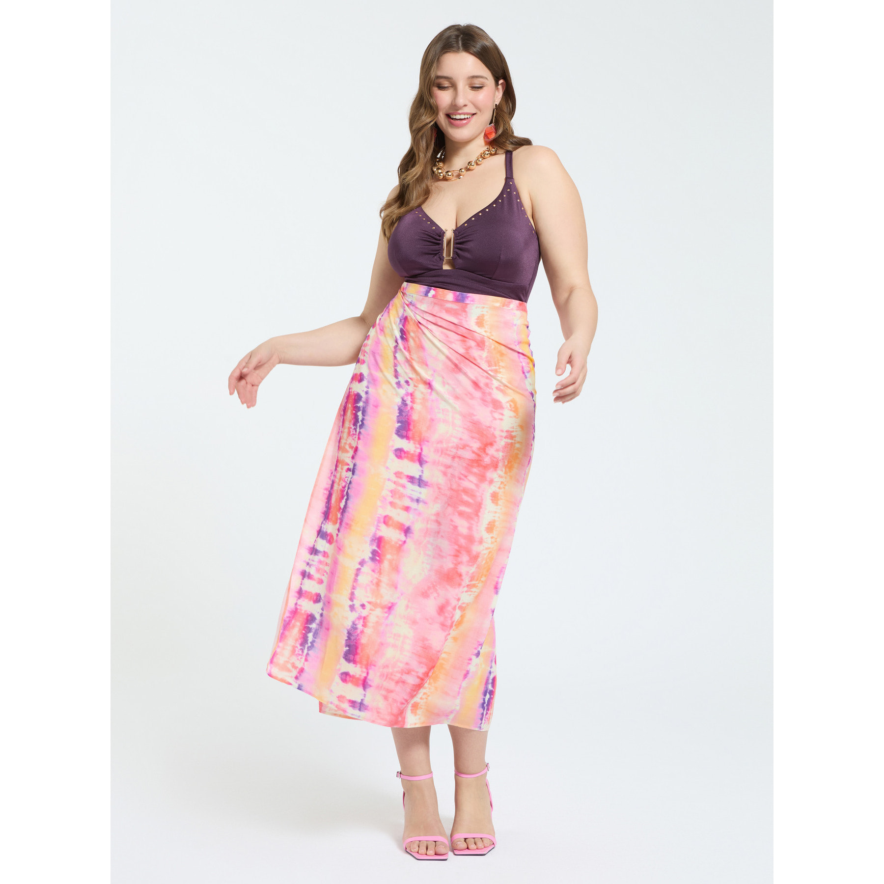 Fiorella Rubino - Bañador entero con tachuelas y detalle cut out - Burgundy