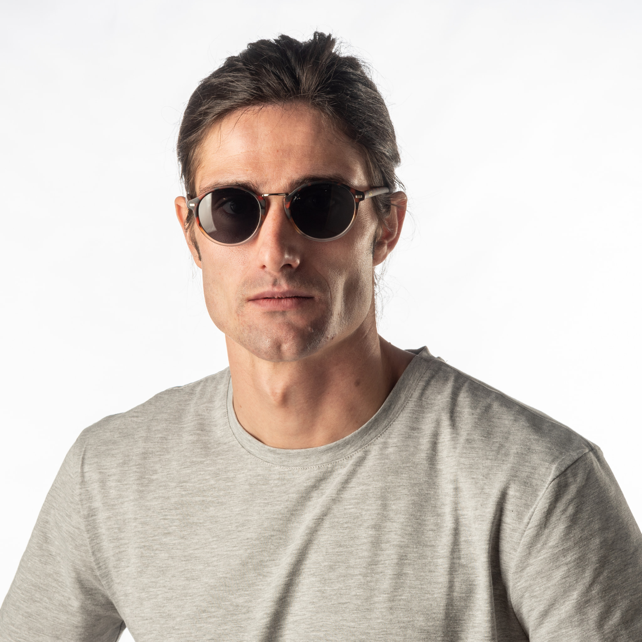 Gafas de sol OCEAN LILLE - Mate carey arriba y blanco trans abajo / Plana ahumada