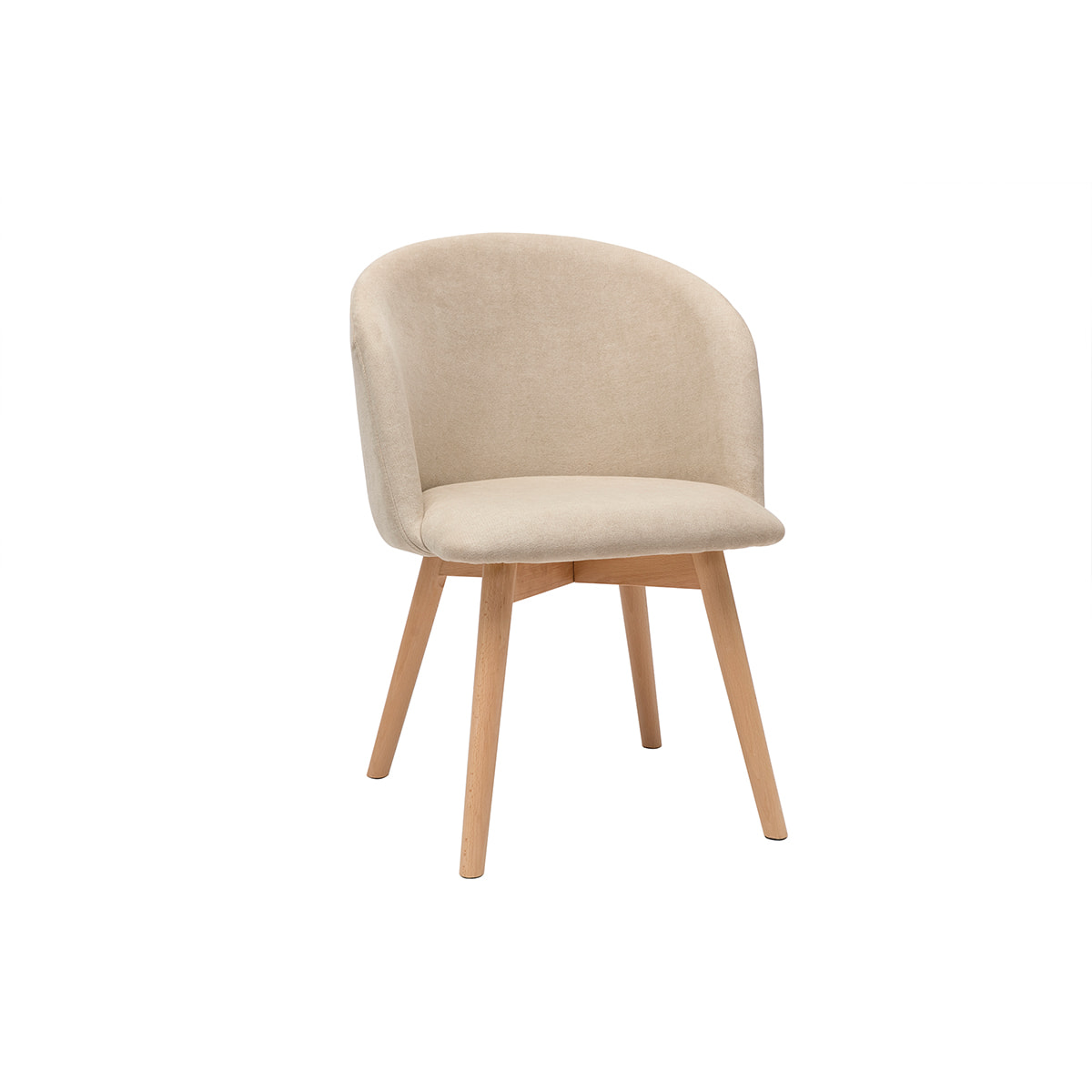 Chaises scandinaves en tissu effet velours beige et bois clair massif (lot de 2) VANITY