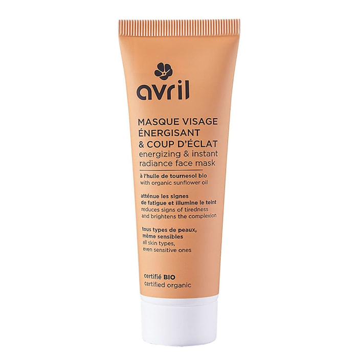 Masque visage énergisant & coup d'éclat - Certifié bio 50 ml