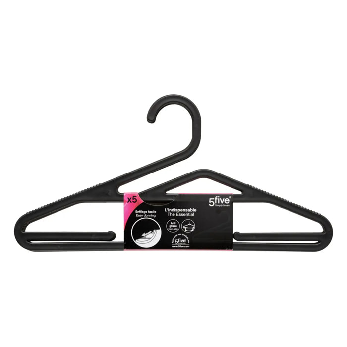 5 cintres antidérapants "Hang'Up" noir L41cm