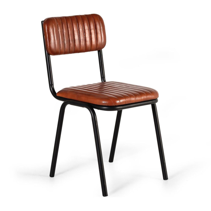 Set de 2 sillas - piel y metal - 82x43x55cm