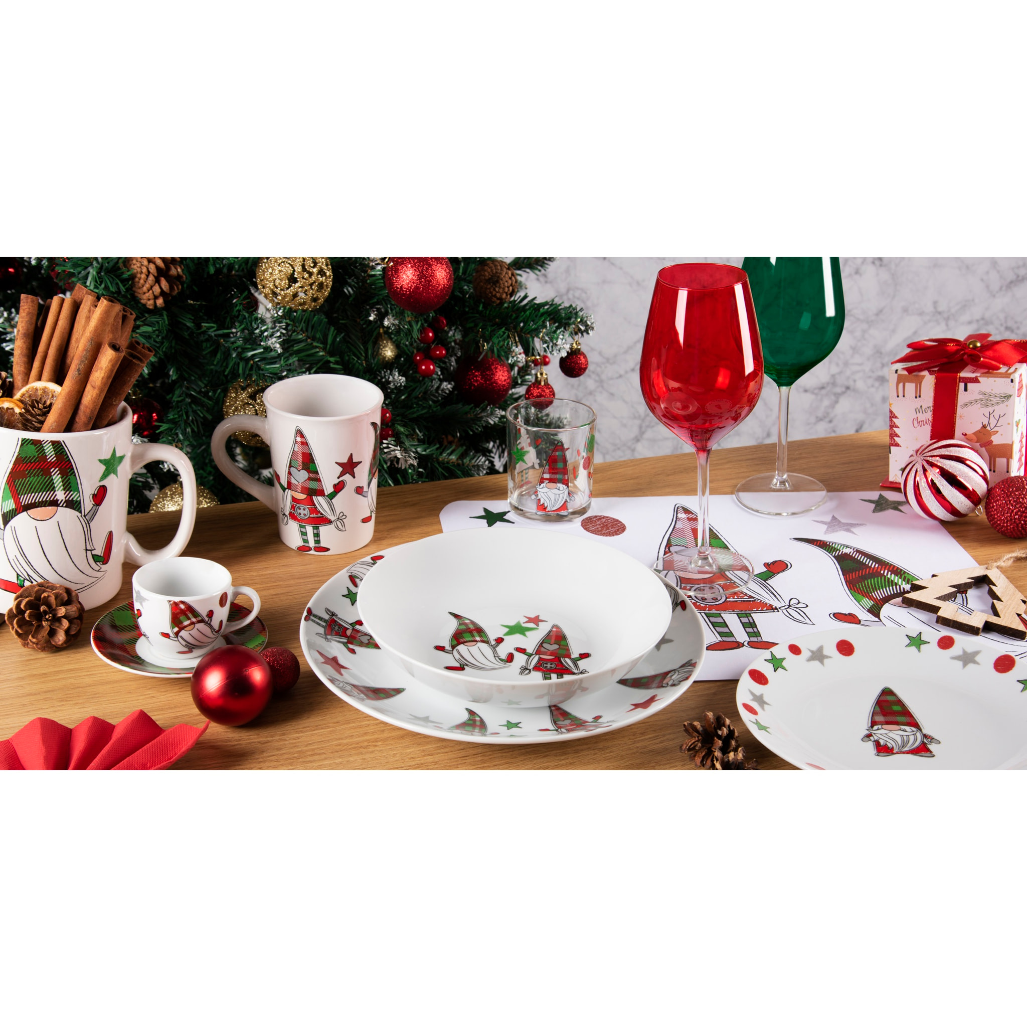 Set de 6 sets de table rectangulaires Excelsa – Tartan Gnome, Polypropylène blanc