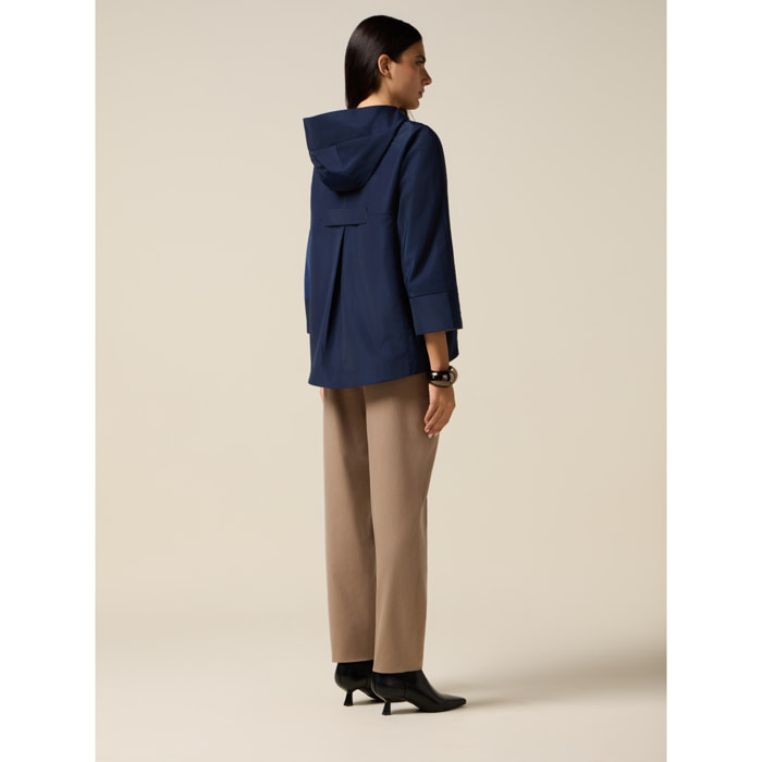 Oltre - Giubbotto in nylon con cappuccio e zip - Blu