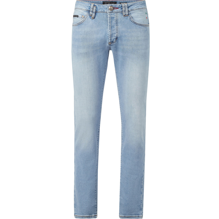 PHILIPP PLEIN Denim Super Straight Cut Embroidery Hexagon