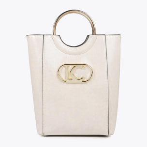 Mini shopper con manico rotondo in metallo in similpelle e logo LC ovale