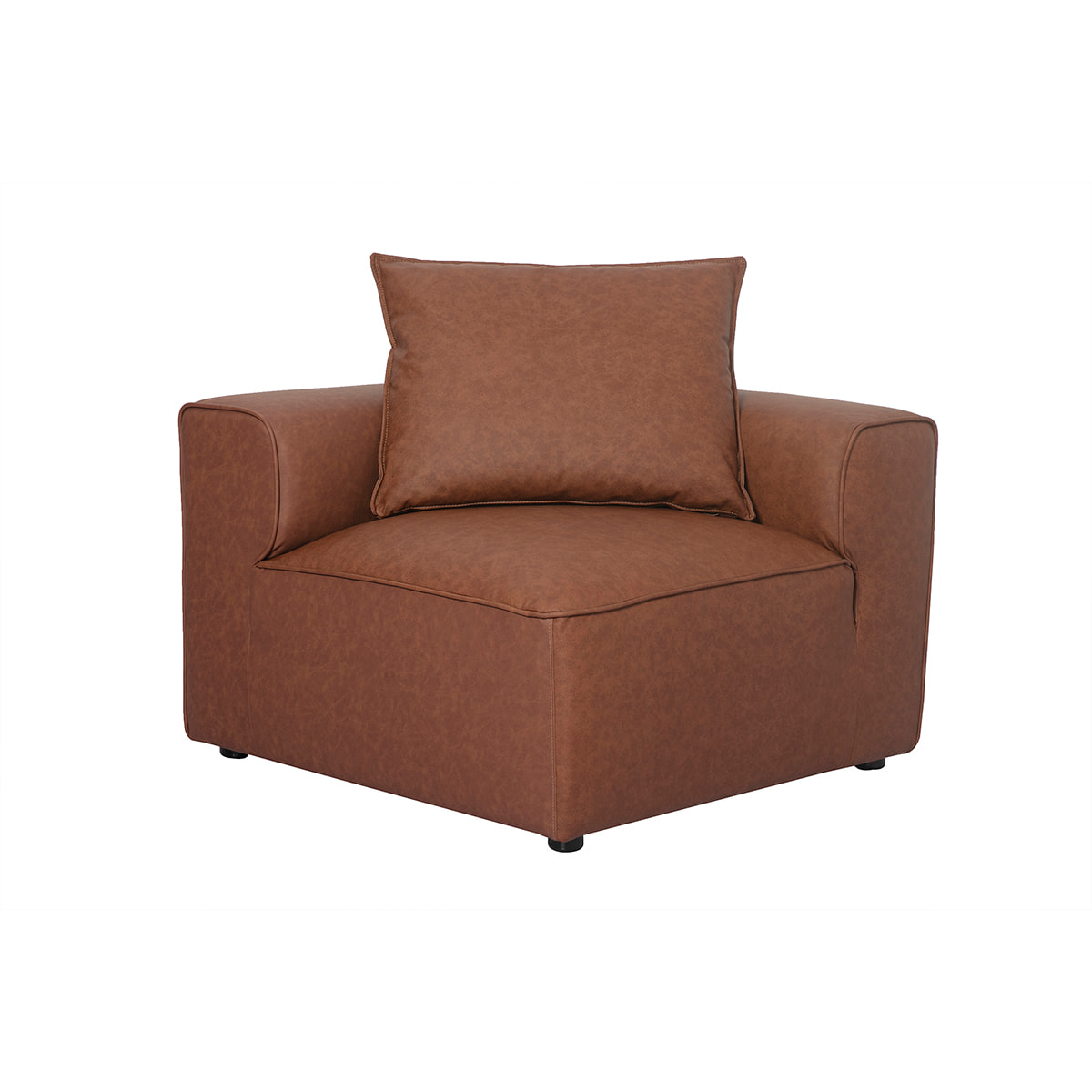 Module d'angle gauche pour canapé en cuir marron FERGUS