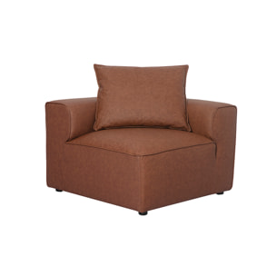 Module d'angle gauche pour canapé en cuir marron FERGUS