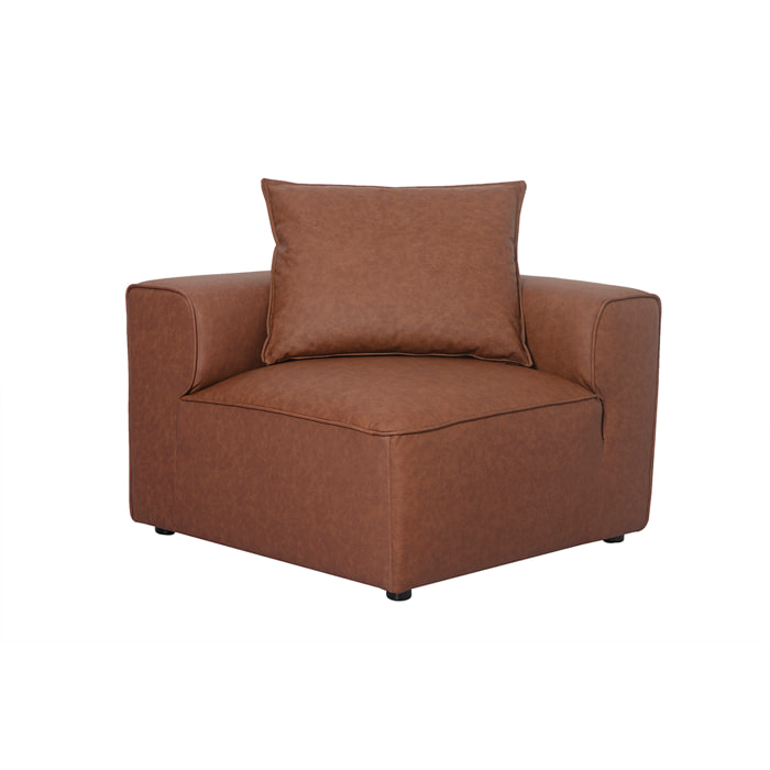 Module d'angle gauche pour canapé en cuir marron FERGUS