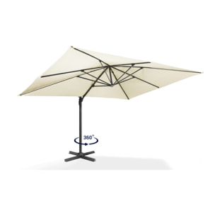 Parasol Sombra 360° rectangle avec housse de protection - Crème