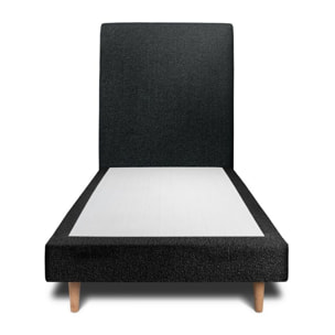 Lit avec tête de lit tapissée bouclette et sommier tapissier ep14