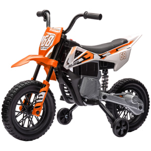 Moto cross électrique dirt bike enfant 12V 2 moteurs 2 vitesses 2,4-5 Km/h musiques orange