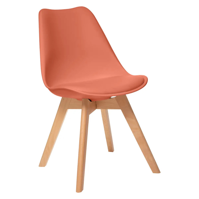 Chaise "Baya" pieds hêtre rose terracotta