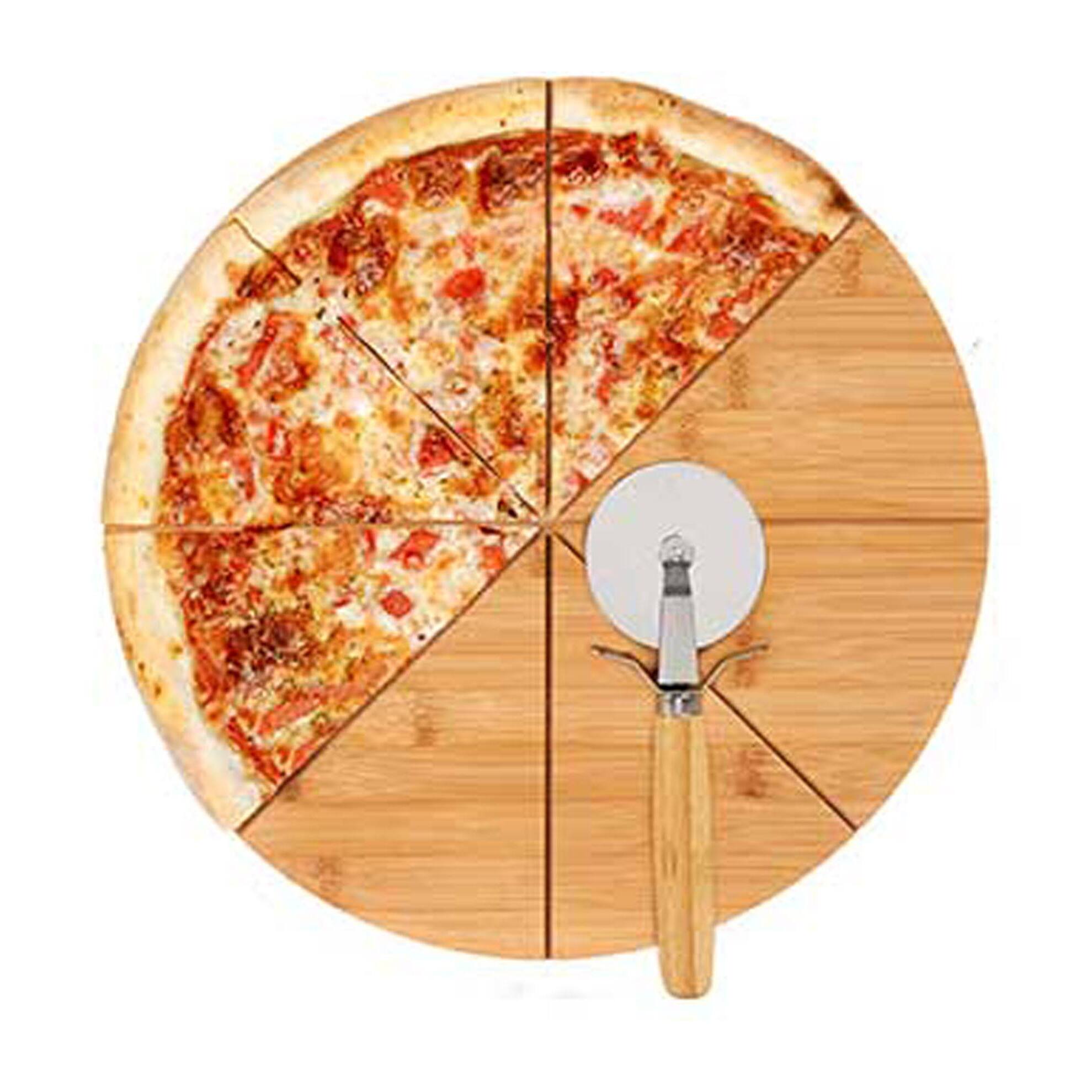 Plato pizza bambu 35cm con corta pizza b colección kinvara