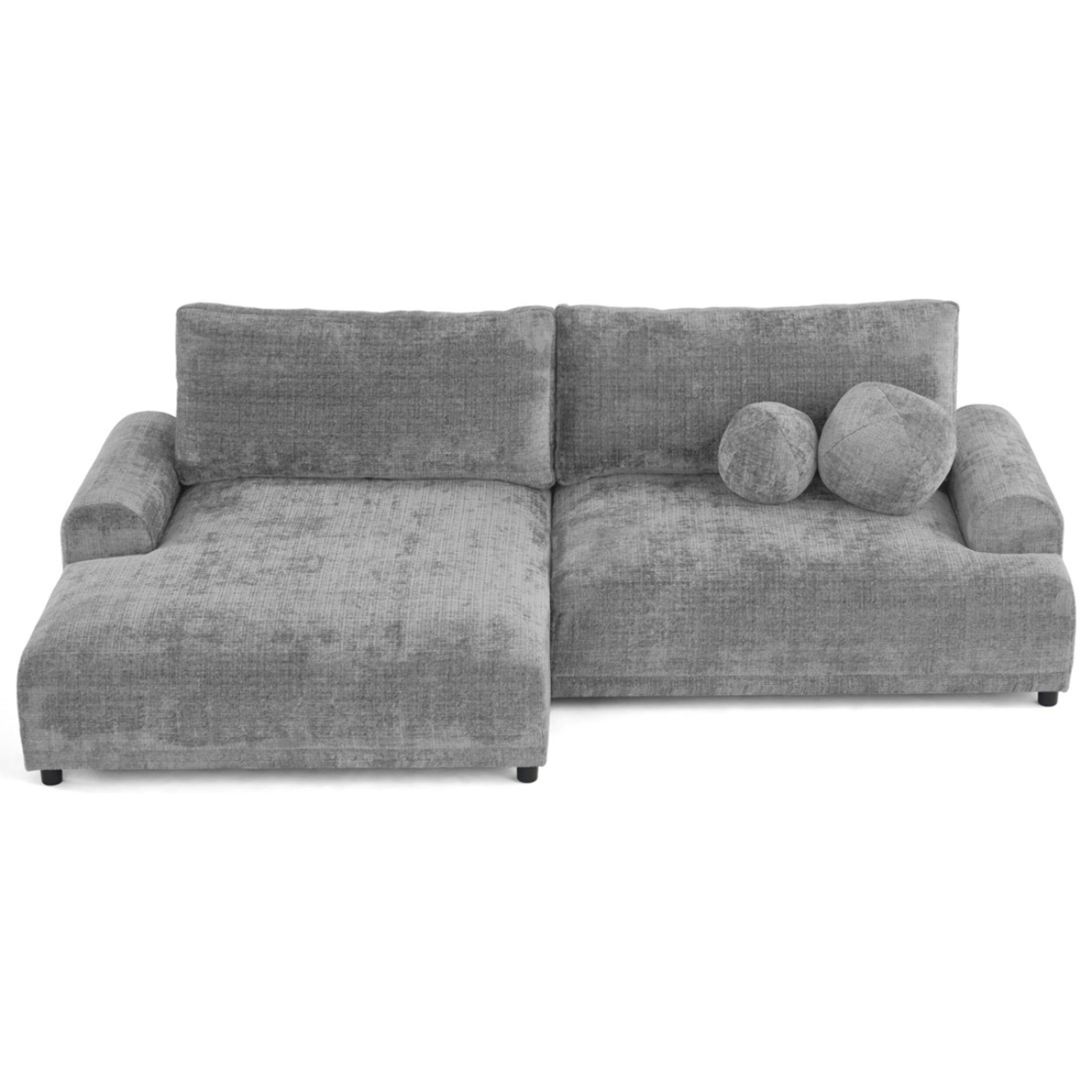Nelly - canapé d'angle gauche 4 places convertible avec coffre en velours texturé - Gris