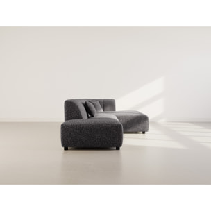 Curtis - canapé d'angle droit 4 places sans accoudoir en tissu texturé - Gris foncé