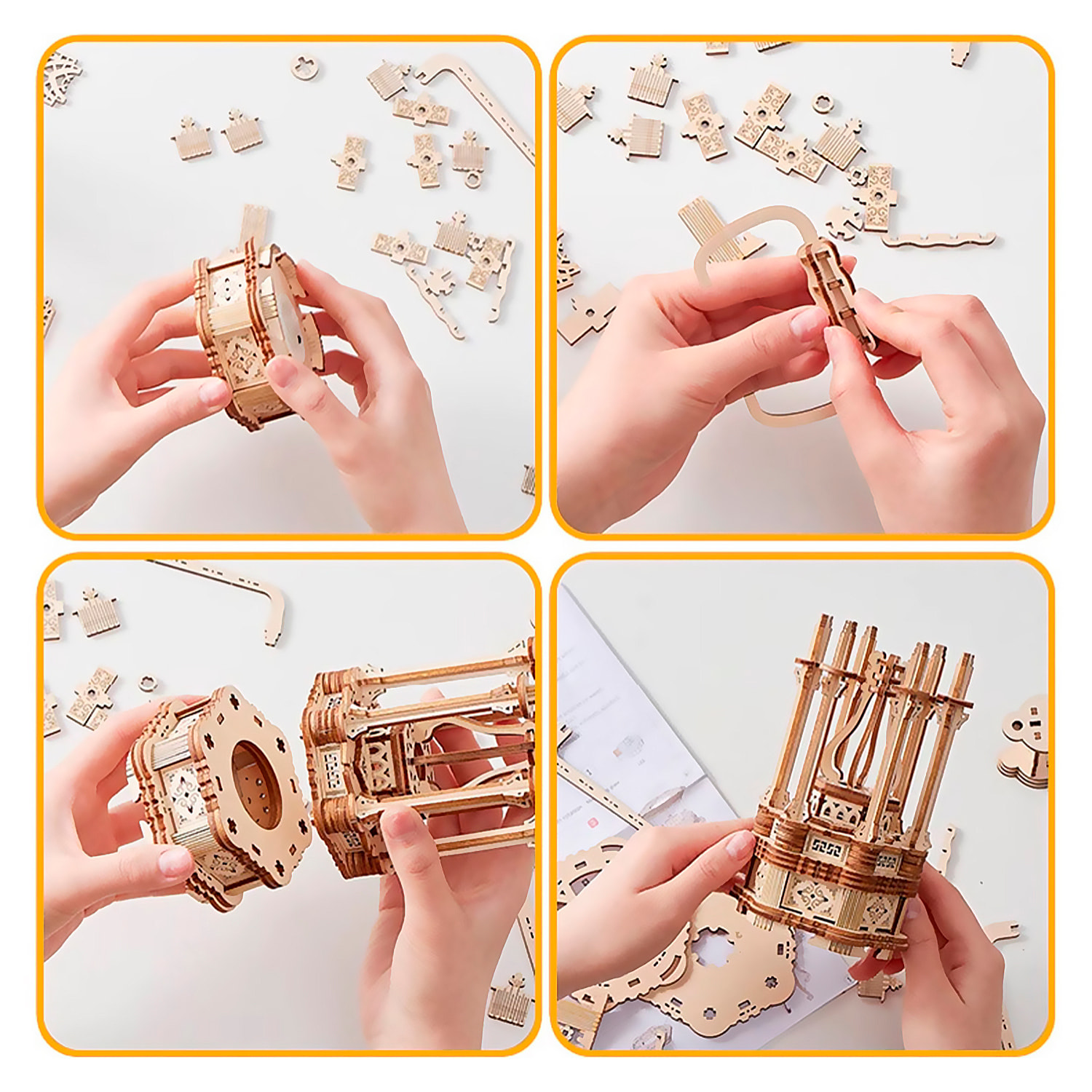 Modello in legno 3D, design di veicolo aereo con movimento meccanico. 160 pezzi.