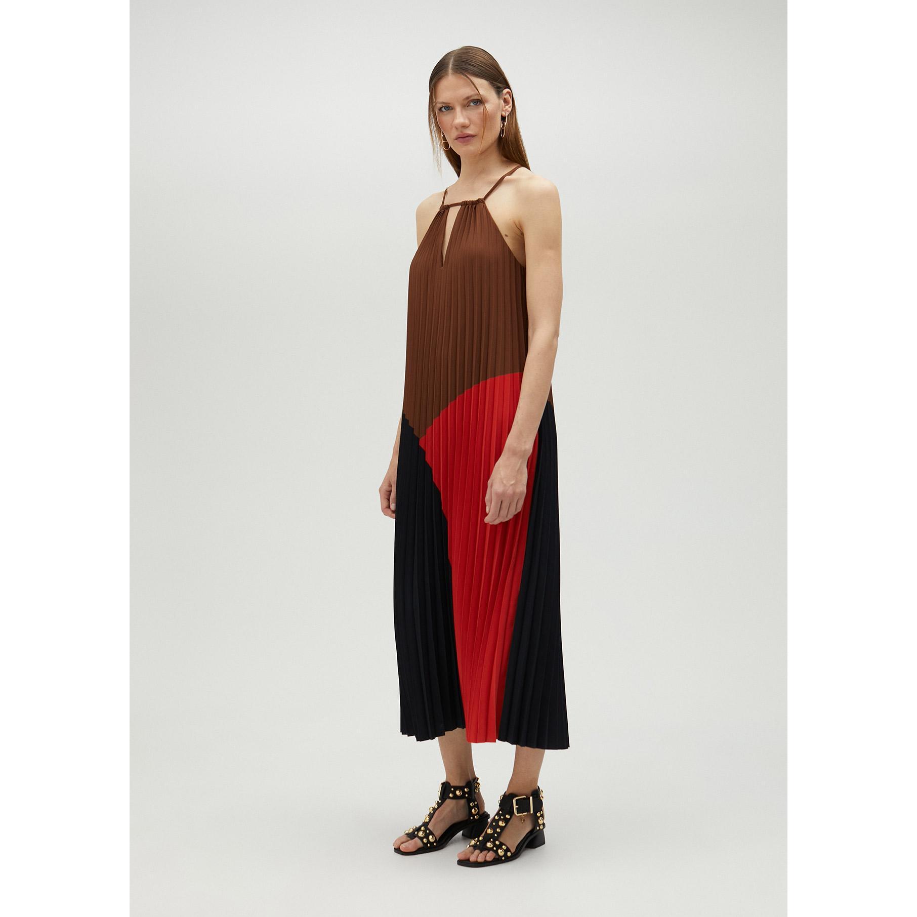Vestito plissettato tricolore
