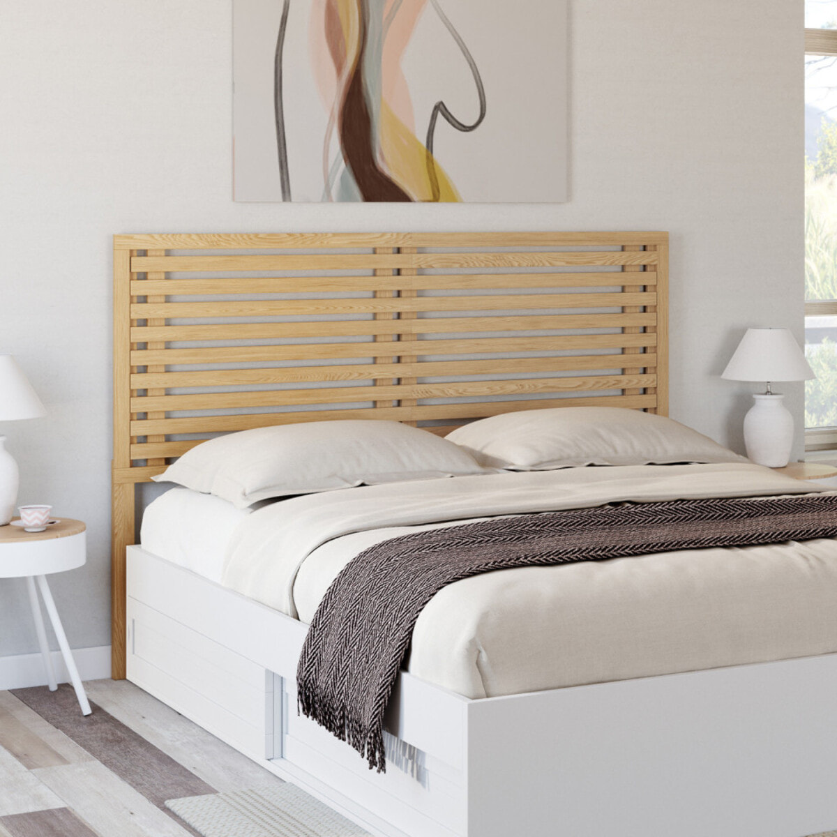 Tête de lit sur pieds Ava en tasseaux 160cm
