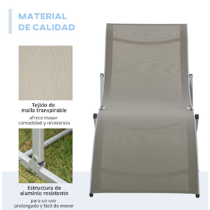 2 Tumbonas Plegables Tumbonas de Jardín en Forma de S con Marco de Aluminio Texteline para Piscina Patio Terraza 165x61x63 cm Gris