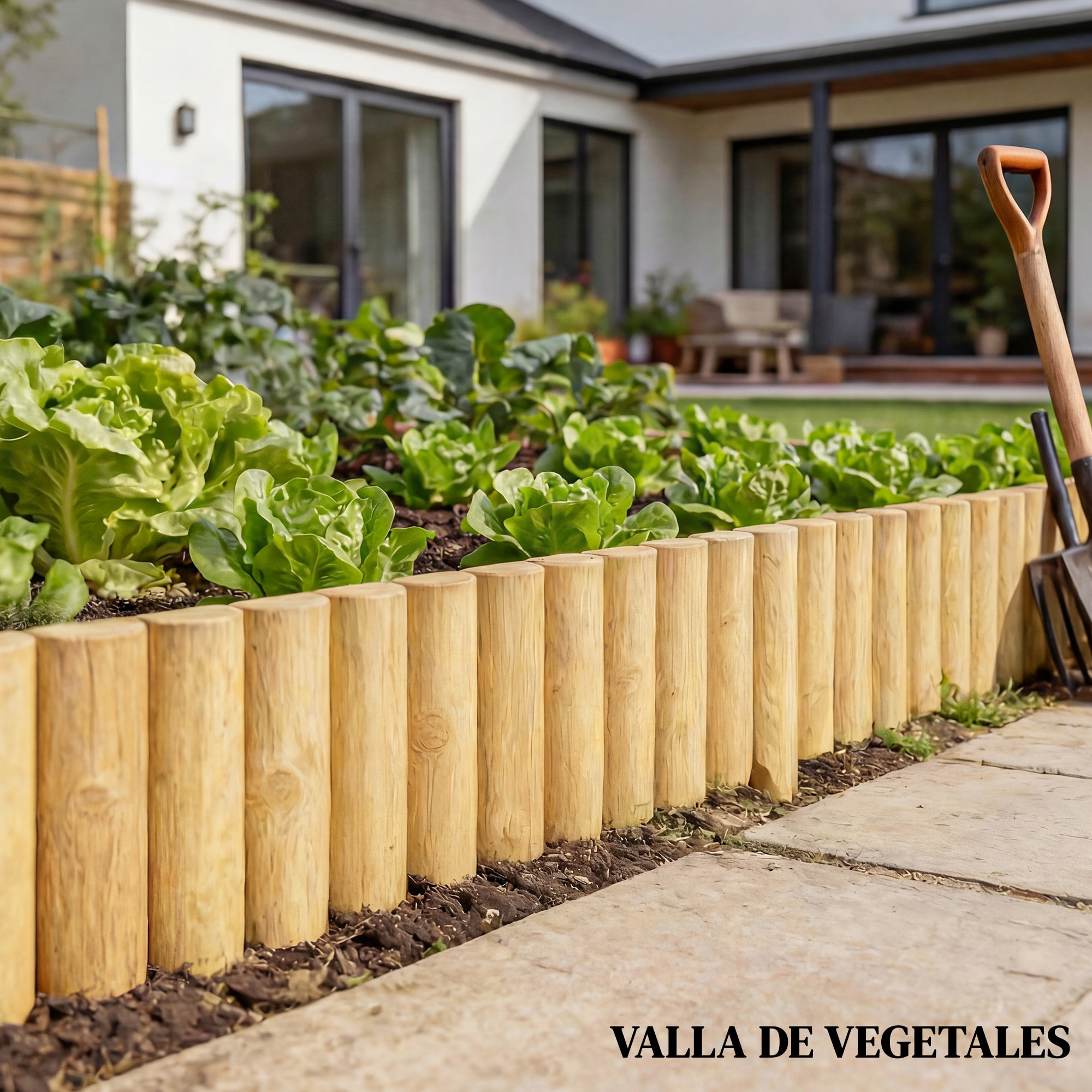Valla de Jardín de Madera, 176x38 cm, Valla de Jardín Exterior Decorativa, Resistente y Fácil de Instalar, para Huerto, Patio, Terraza, Césped, Natural