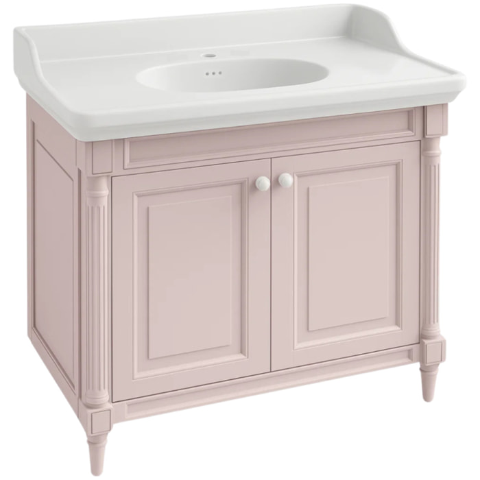 Meuble vasque Cléo 1889 rose pâle velours monotrou