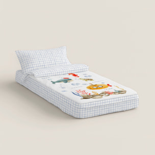 Cool Kids - Saco Nórdico Estampado - Infantil - Con cremallera - Incluye 1 Funda de Almohada - 100% Algodón - Submarine