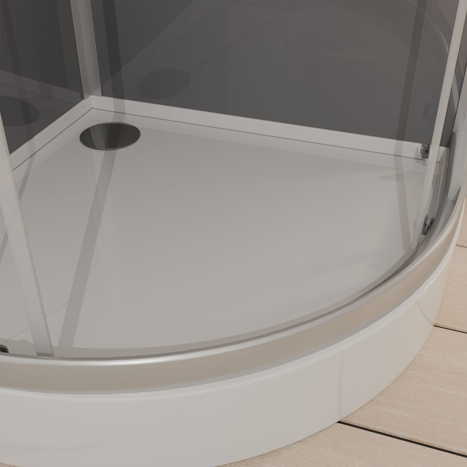 Cabine de douche 1/4 de cercle 90x90x215cm avec bande depolie - SILVERY STRIPE ROUND