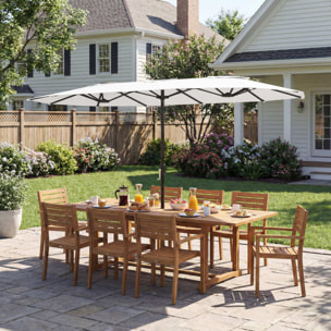 Sombrilla Doble 4,6x2,6 m, Sombrilla Terraza Exterior con Manivela Manual, Protección UV50+, Funda Protectora, Resistente al Agua, Parasol para Jardín, Terraza, Patio, Blanco