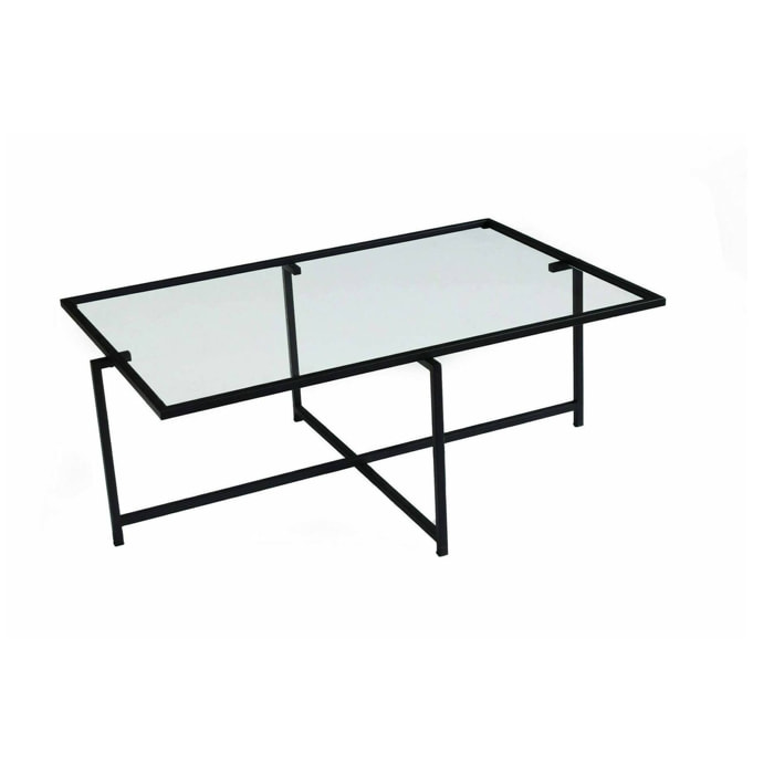 Tavolino da salotto Anna, Tavolo basso da caffè, Portariviste per divano, Ripiano da soggiorno, 94x64h35 cm, Nero