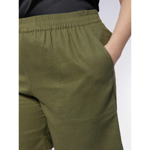 Fiorella Rubino - Pantaloni corti in lino e viscosa - Verde