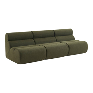 Lot de 3 chauffeuses bouclette texturée kaki 1 place - L 81 x P 99 x H 81cm - Nova