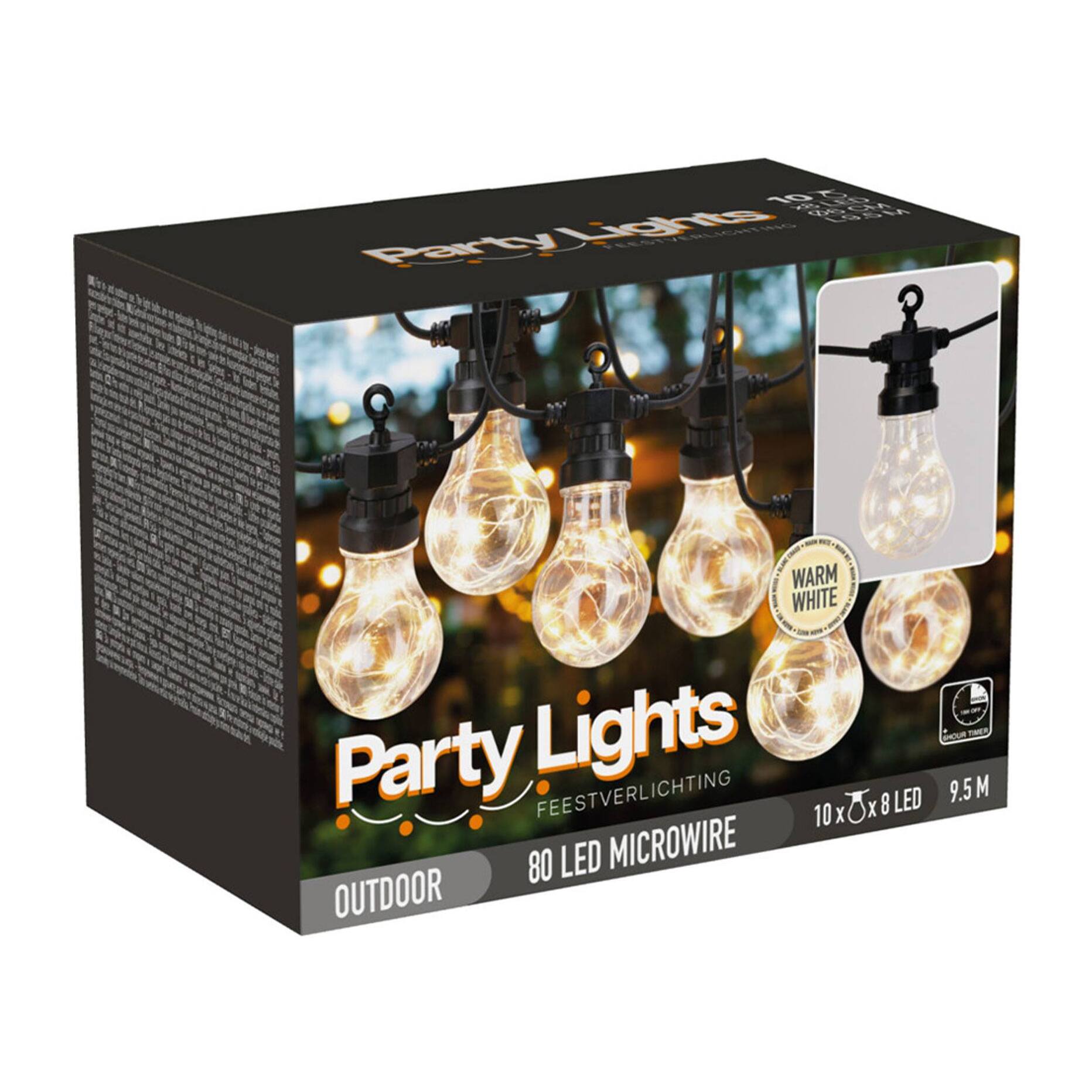 Guirnalda de luz 10 led en blanco cálido 450x6x15cm