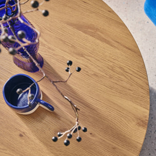 Table basse ronde effet chêne Ø80cm