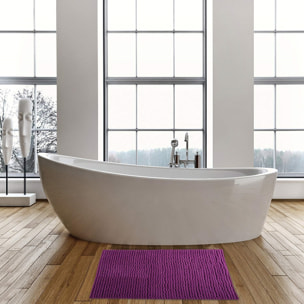Alfombra de baño MSV "Chenille" de microfibra en color morado 60 x 90 cm