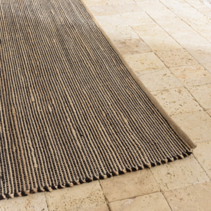 QUENTIN - Tapis rect. 160x230cm en jute et coton couleur sable et noir