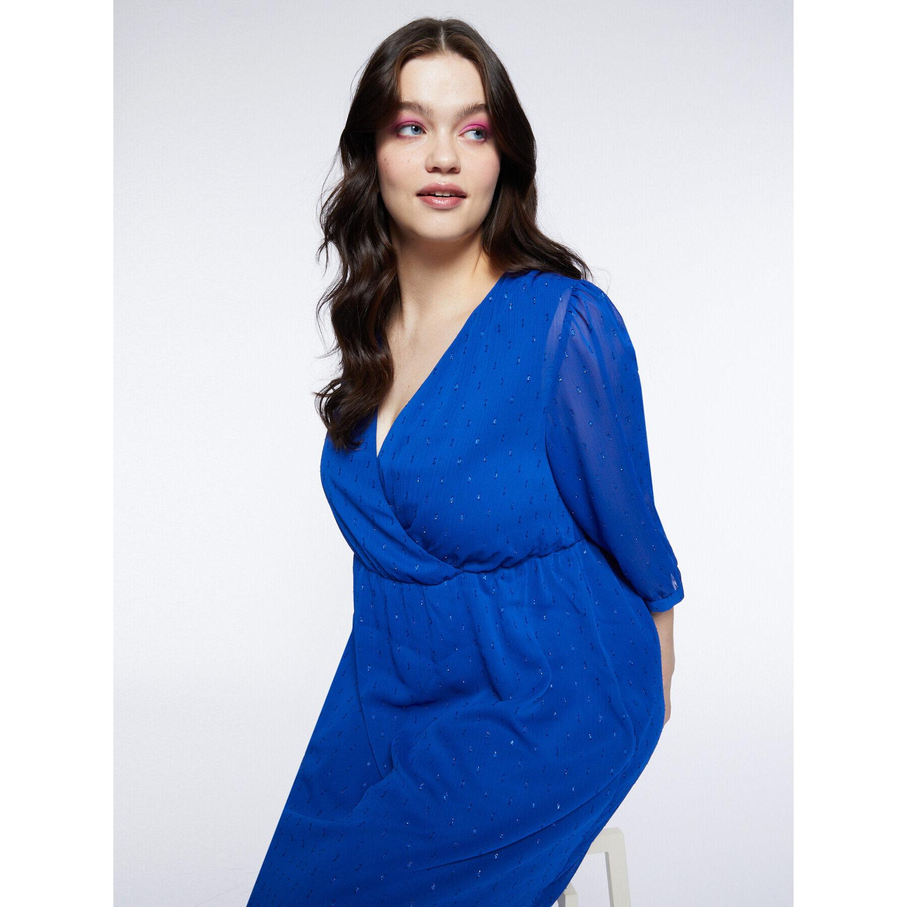 Fiorella Rubino - Vestito elegante con incrocio davanti - Bluette