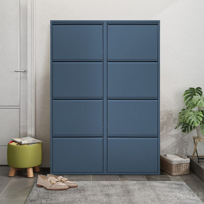 Scarpiera slim 80x14,2x136 cm in metallo ceruleo - Emy