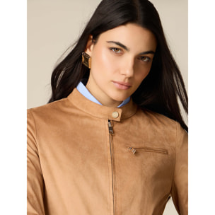 Oltre - Chaqueta con cremallera y cuello mao - Beige