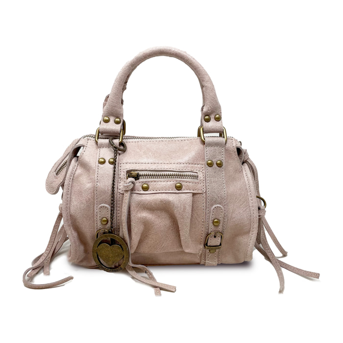 Chicca Borse - Borsa a Mano Donna in Vera Pelle - Colore Cipria