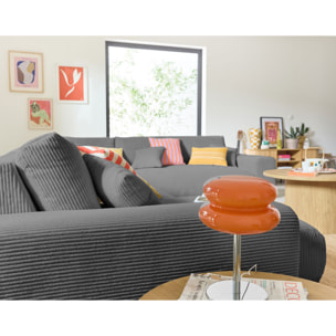 Garance - canapé modulable d'angle droit - 8 places - en velours côtelé - Gris foncé