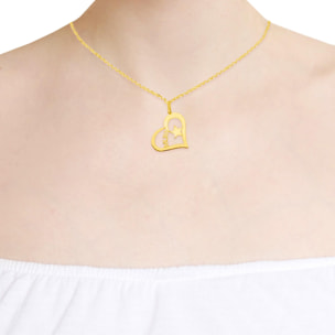 Collar de Plata de Ley 925 con colgante en forma de corazón e inscripción MUM