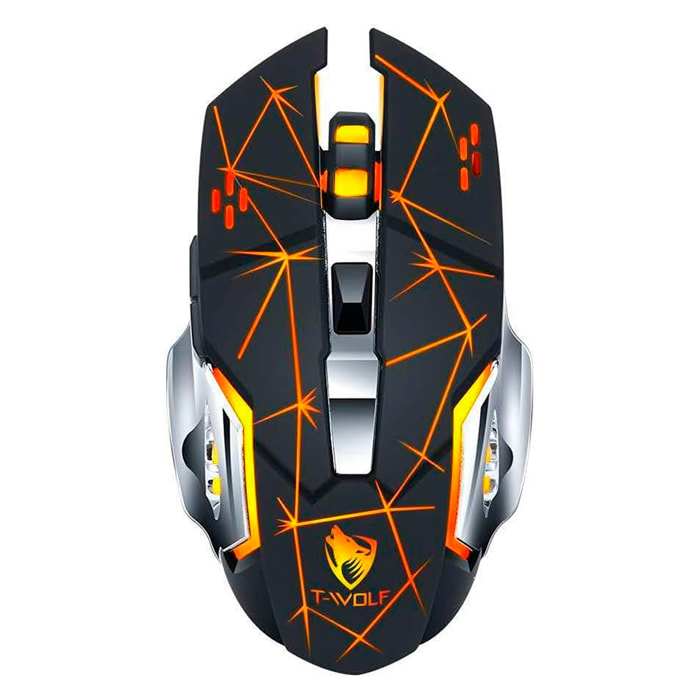 Ratón gaming inalámbrico Plug and Play. Con 3 niveles de DPI, iluminación RGB y 6 botones.