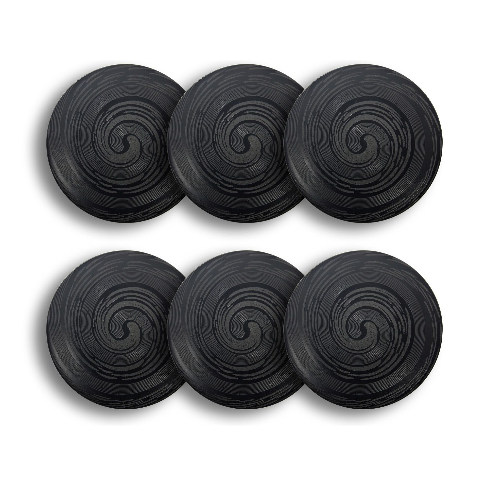 Lot de 6 assiettes plates noires en grès 27cm TORNADE