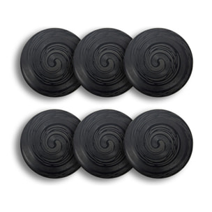 Lot de 6 assiettes plates noires en grès 27cm TORNADE