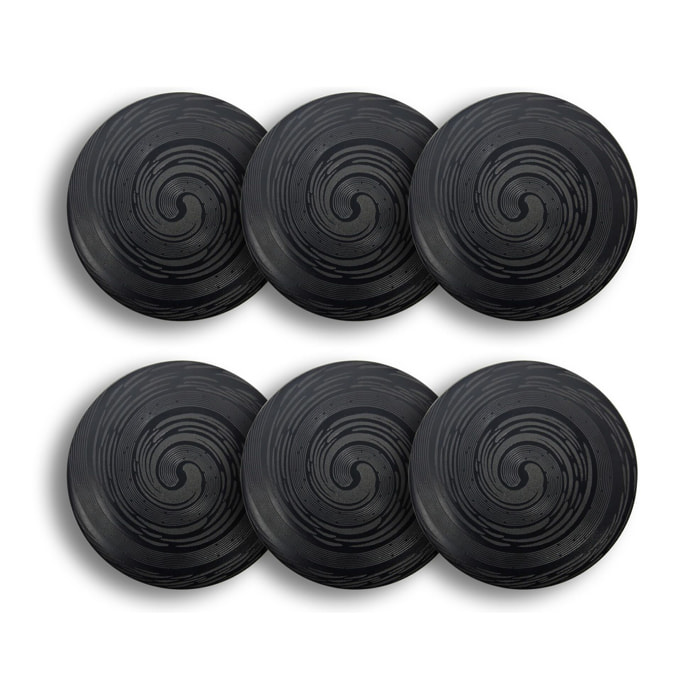 Lot de 6 assiettes plates noires en grès 27cm TORNADE