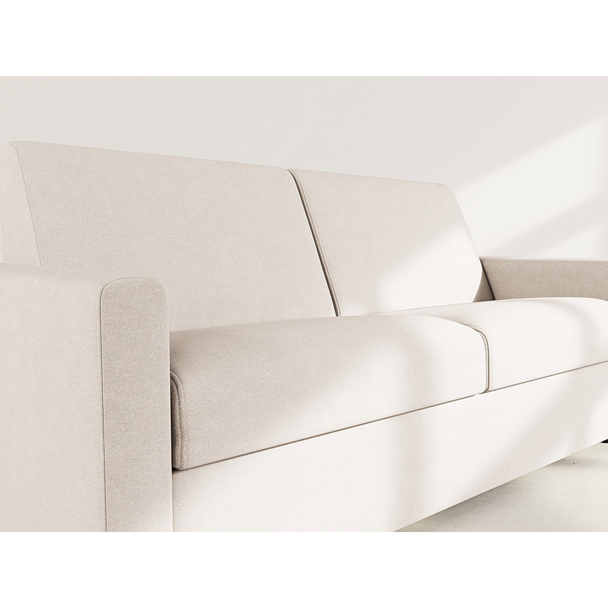 Julia - canapé 3 places convertible express couchage quotidien 140 cm matelas 18 cm en tissu - Beige