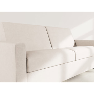 Julia - canapé 3 places convertible express couchage quotidien 140 cm matelas 18 cm en tissu - Beige