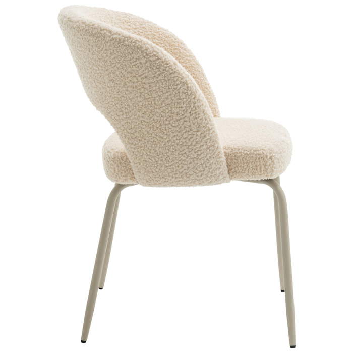 Lot de 2 chaises en tissu boucle beige FLAVIA