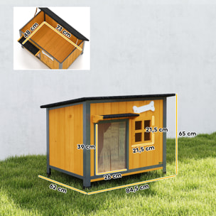 Niche pour chien acier bois pré-huilé design maisonnette toit ouvrant